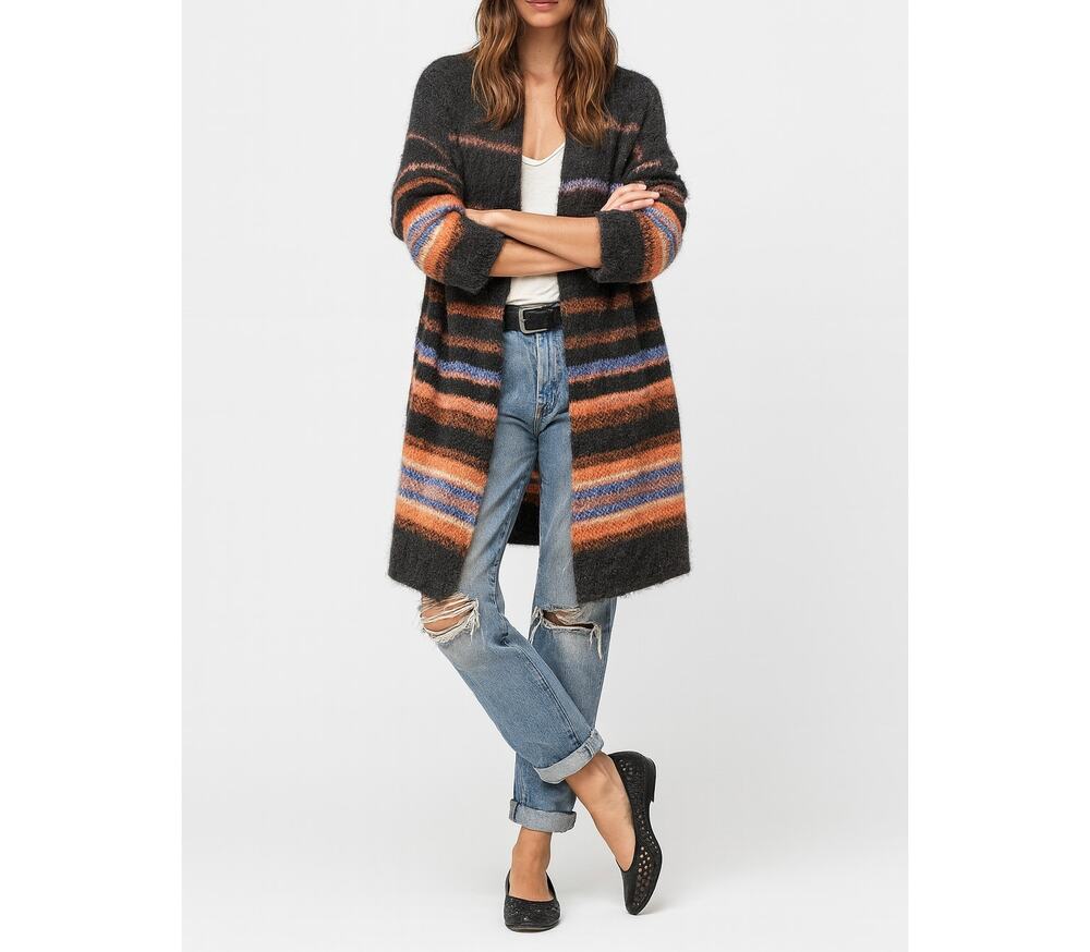 Free People Alpaca Blend Striped Cardigan Slouchy Boho Cozy Knit – Size Small